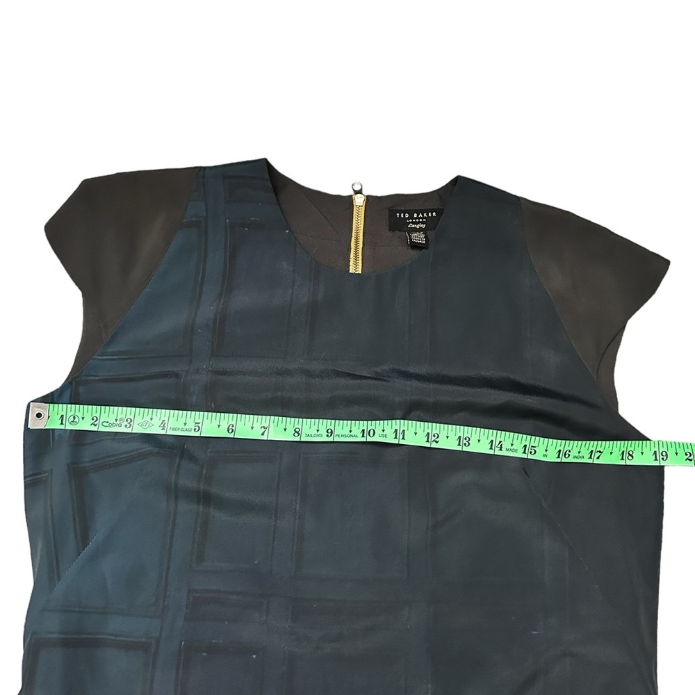 Ted Baker London Langley Print Sheath Dress size 3 or Med green/black - Picture 6 of 16